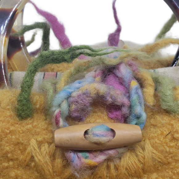 Handmade Felted Wool Purse Large Flower Tote Virginia Rowan Rokholt Art 1990s - Picture 7 of 10